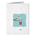 Plantable Seed Paper Holiday Greeting Card - - Joy (Little Bird Perched)